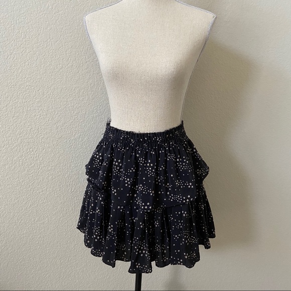 {LoveShackFancy} Ruffle Mini Skirt Medium Black Star - Picture 5 of 12